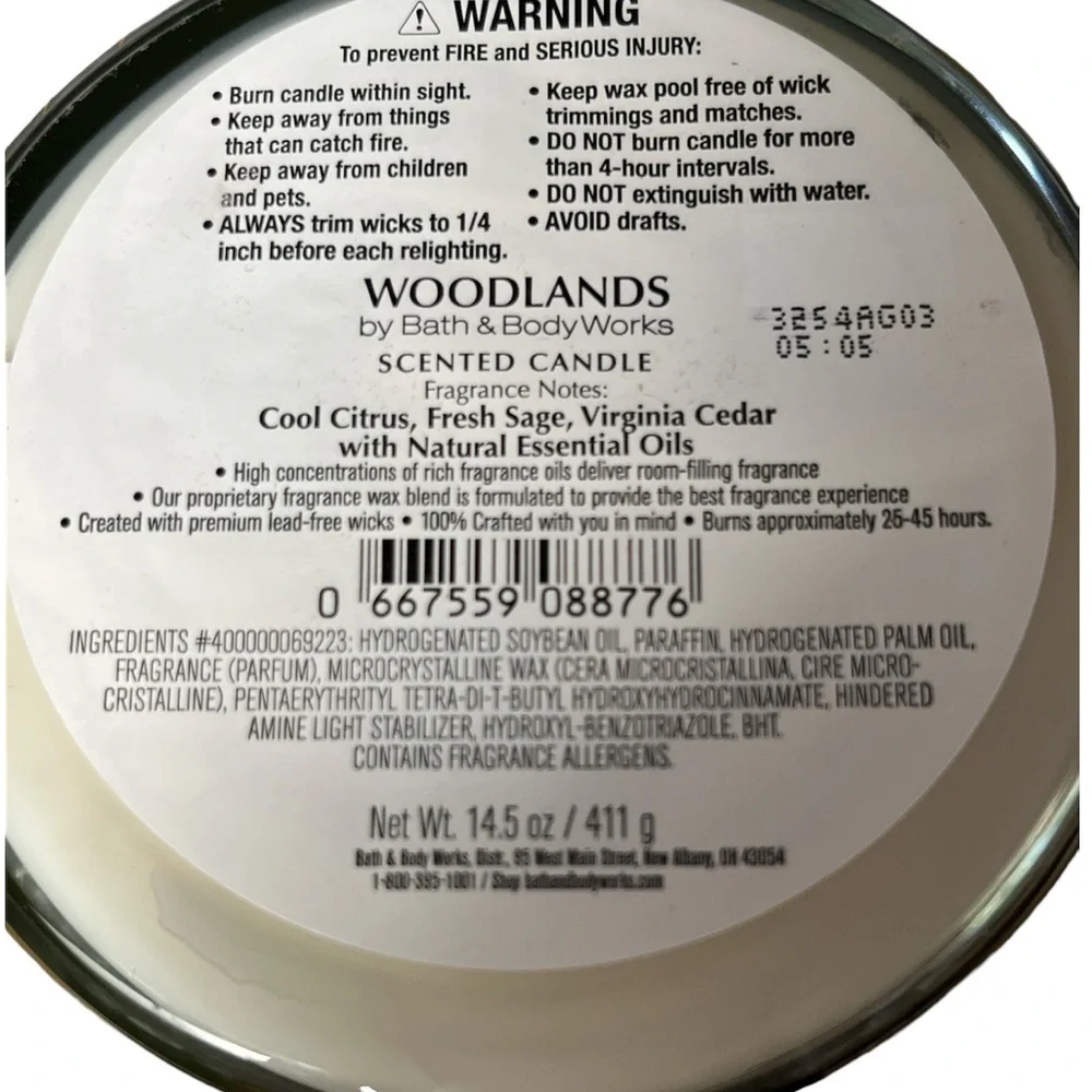 Bath & Body Works Woodlands 3-Wick Candle